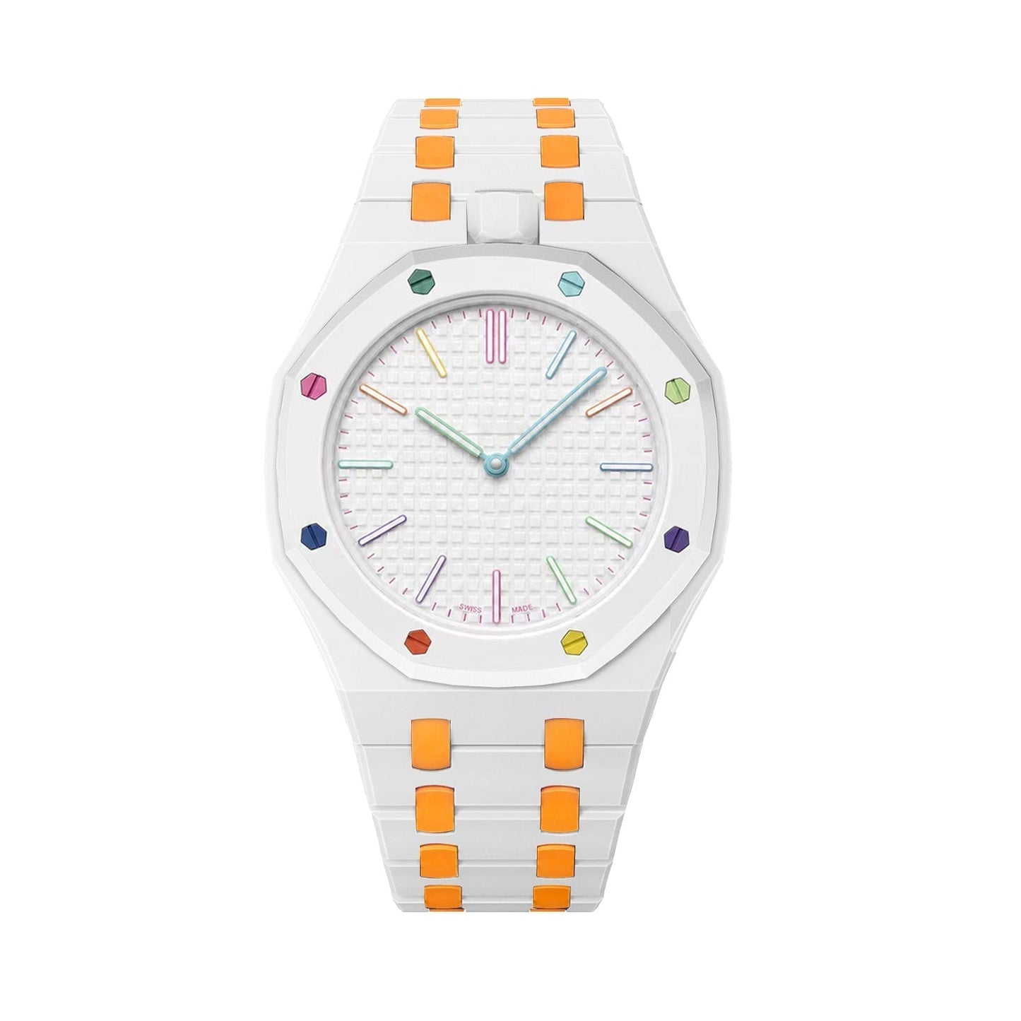 [Loran]OAK POP EXCLUSIVE WHITE AND ORANGE BIOCERAMIC STRAP