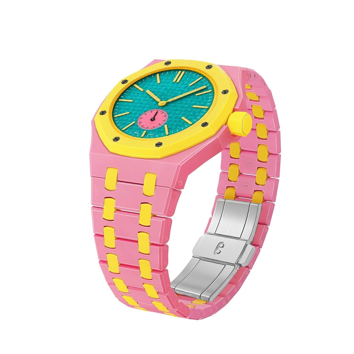 [Loran]OAK POP EXCLUSIVE PINK AND YELLOW BIOCERAMIC STRAP