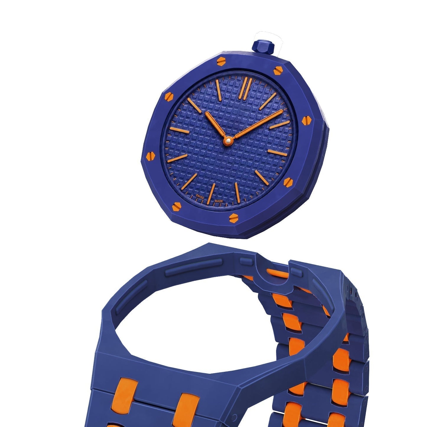 [Loran]OAK POP EXCLUSIVE DARK BLUE AND ORANGE BIOCERAMIC STRAP