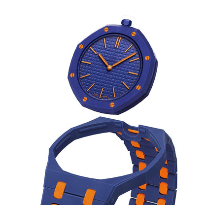 [Loran]OAK POP EXCLUSIVE DARK BLUE AND ORANGE BIOCERAMIC STRAP