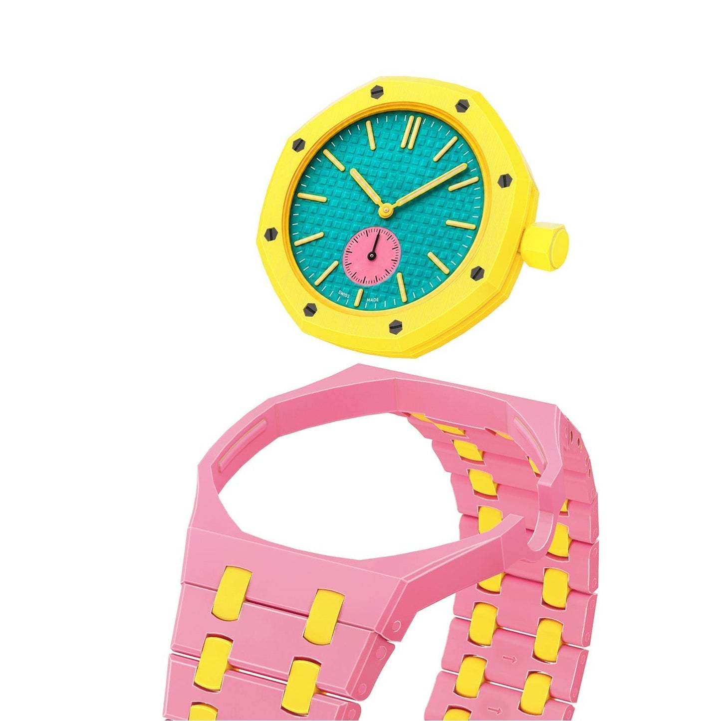 [Loran]OAK POP EXCLUSIVE PINK AND YELLOW BIOCERAMIC STRAP