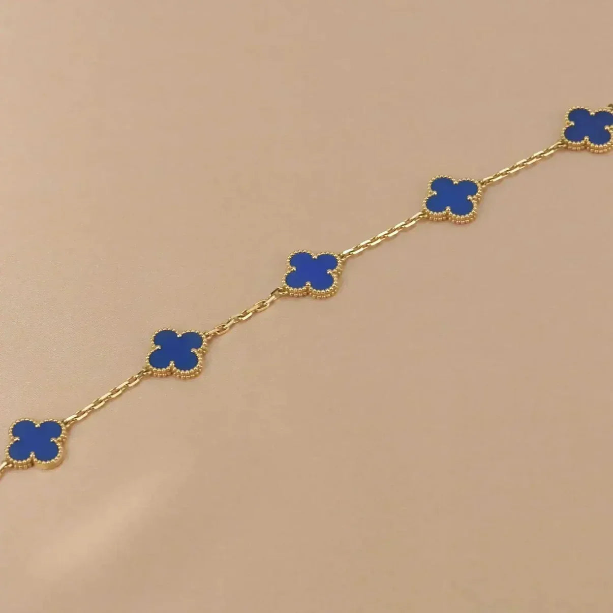 [Loran]LUCKY CLOVER 5-MOTIF BRACELET - BLUE AGATE COLLECTION