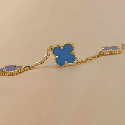 [Loran]LUCKY CLOVER 5-MOTIF BRACELET - BLUE AGATE COLLECTION
