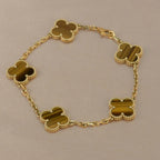[Loran]LUCKY CLOVER 5-MOTIF BRACELET -  TIGER’S EYE COLLECTION