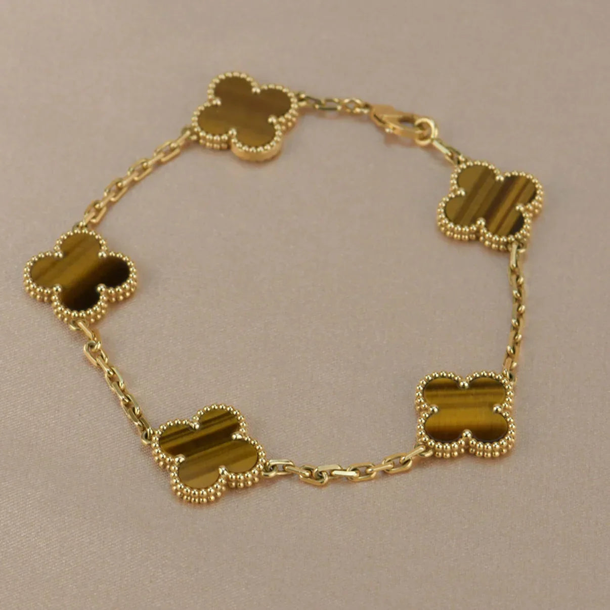 [Loran]LUCKY CLOVER 5-MOTIF BRACELET -  TIGER’S EYE COLLECTION