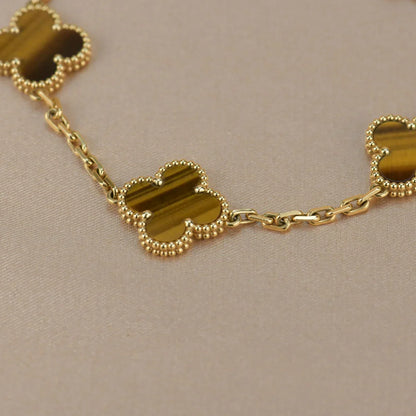 [Loran]LUCKY CLOVER 5-MOTIF BRACELET -  TIGER’S EYE COLLECTION
