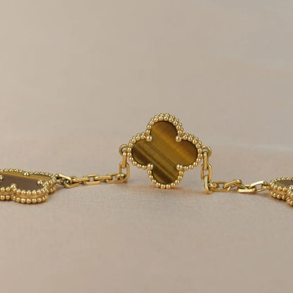 [Loran]LUCKY CLOVER 5-MOTIF BRACELET -  TIGER’S EYE COLLECTION