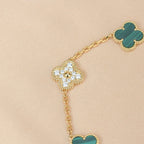 [Loran]LUCKY CLOVER 5-MOTIF BRACELET - MALACHITE COLLECTION