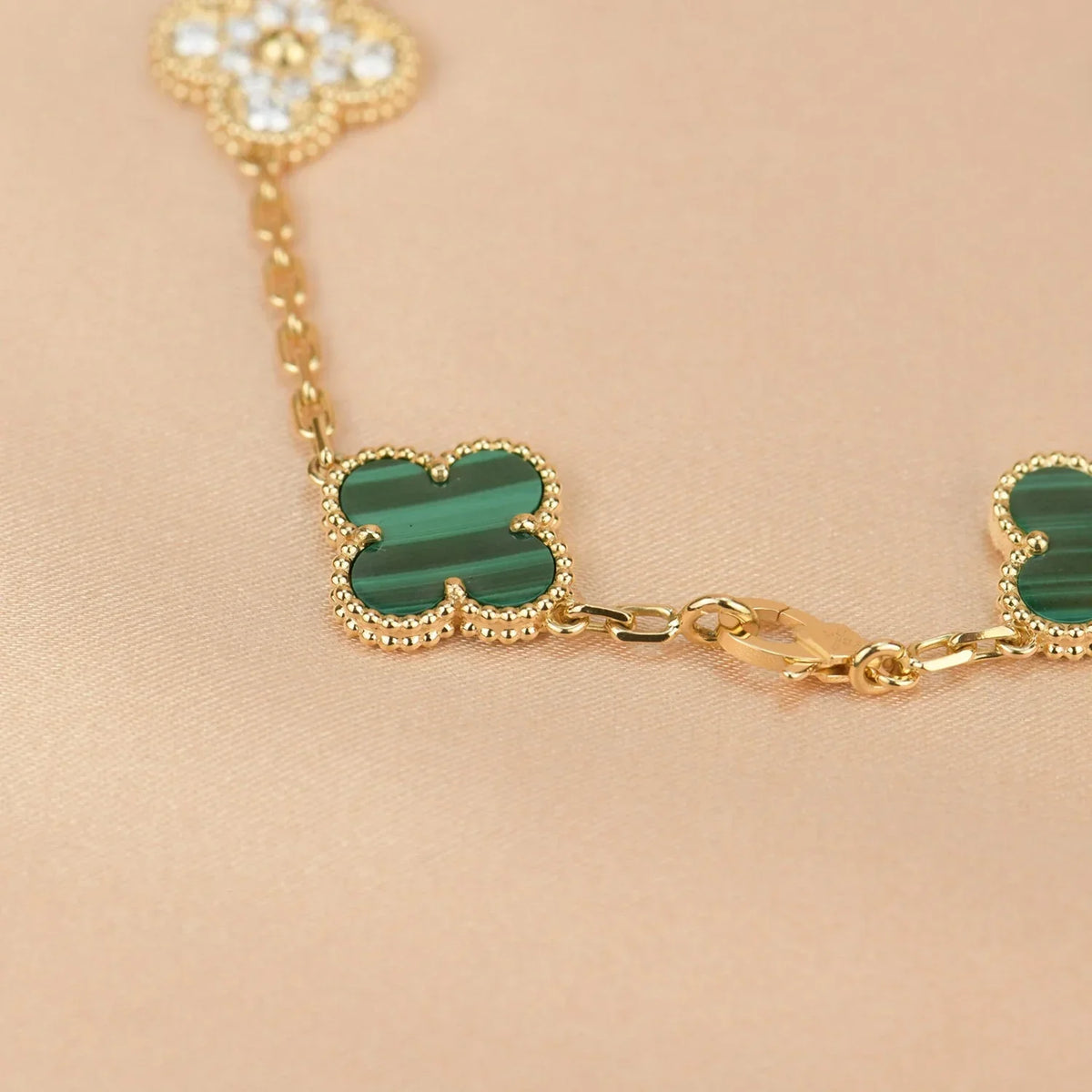 [Loran]LUCKY CLOVER 5-MOTIF BRACELET - MALACHITE COLLECTION