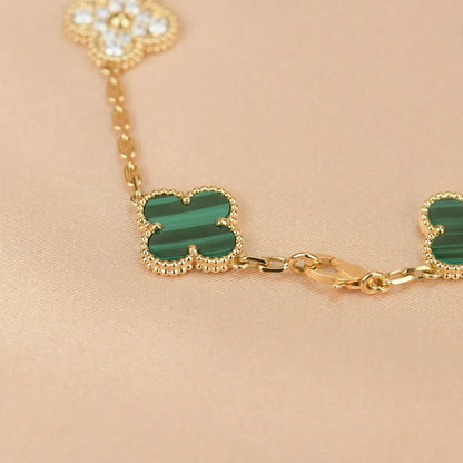[Loran]LUCKY CLOVER 5-MOTIF BRACELET - MALACHITE COLLECTION