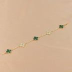 [Loran]LUCKY CLOVER 5-MOTIF BRACELET - MALACHITE COLLECTION
