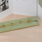 [Loran]LUCKY CLOVER 5-MOTIF BRACELET -  TIGER’S EYE COLLECTION