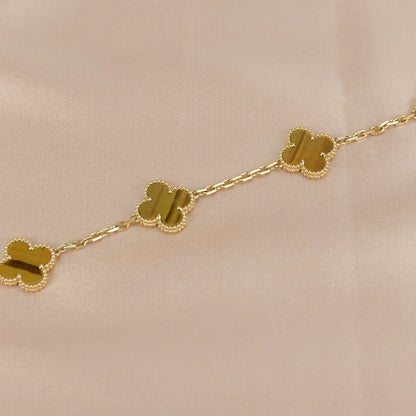 [Loran]LUCKY CLOVER 5-MOTIF BRACELET -  TIGER’S EYE COLLECTION