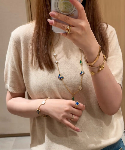 [Loran]LUCKY SPRING BUTTERFLY & FLOWER STATEMENT NECKLACE - 15-MOTIF FLORAL DESIGN