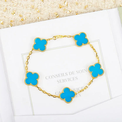 [Loran]LUCKY CLOVER 5-MOTIF BRACELET - TURQUOISE COLLECTION