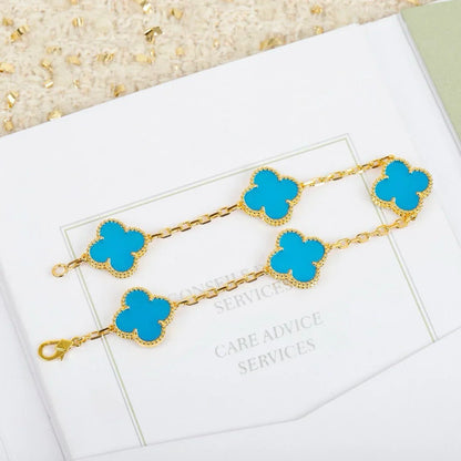 [Loran]LUCKY CLOVER 5-MOTIF BRACELET - TURQUOISE COLLECTION
