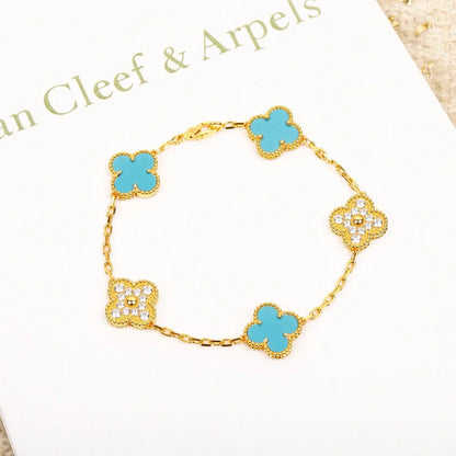 [Loran]LUCKY CLOVER 5-MOTIF BRACELET - TURQUOISE COLLECTION