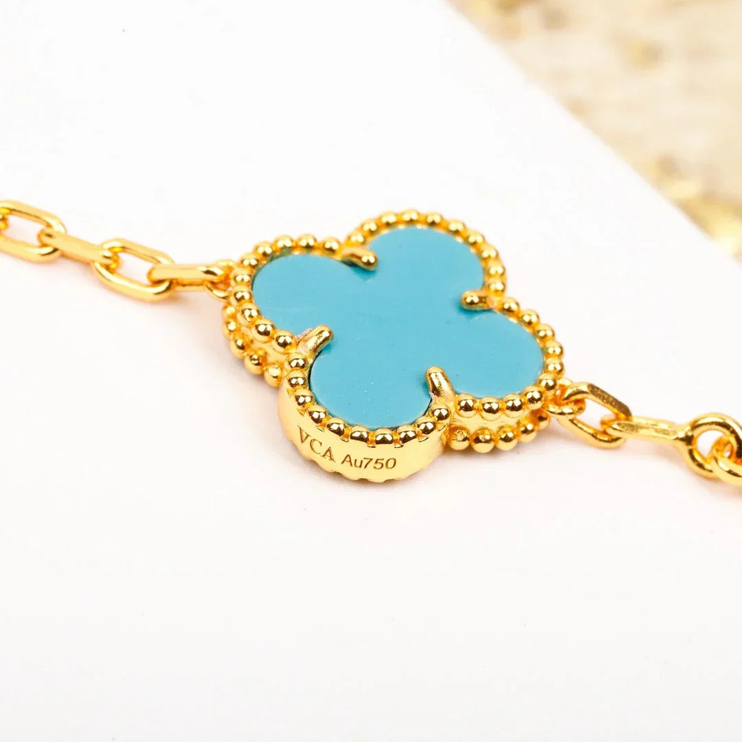 [Loran]LUCKY CLOVER 5-MOTIF BRACELET - TURQUOISE COLLECTION