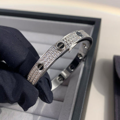 [Loran]CLASSIC 6.1MM LOVE BANGLE - DIAMOND PAVÉ & BLACK CERAMIC