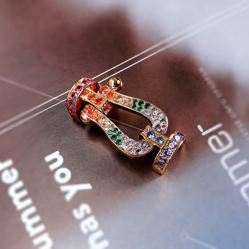 [Loran]FORCE LARGE HORSESHOE COLORED DIAMOND BRACELET - WHITE GOLD