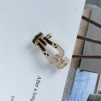 [Loran]FORCE LARGE HORSESHOE BLACK & WHITE DIAMOND BRACELET - WHITE GOLD