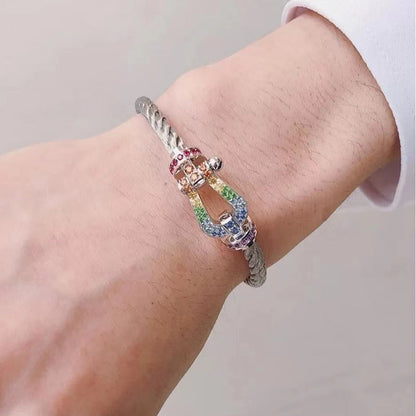 [Loran]FORCE LARGE HORSESHOE COLORED DIAMOND BRACELET - ROSE GOLD