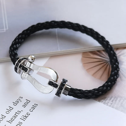 [Loran]FORCE LARGE HORSESHOE BLACK DIAMOND BRACELET - WHITE GOLD