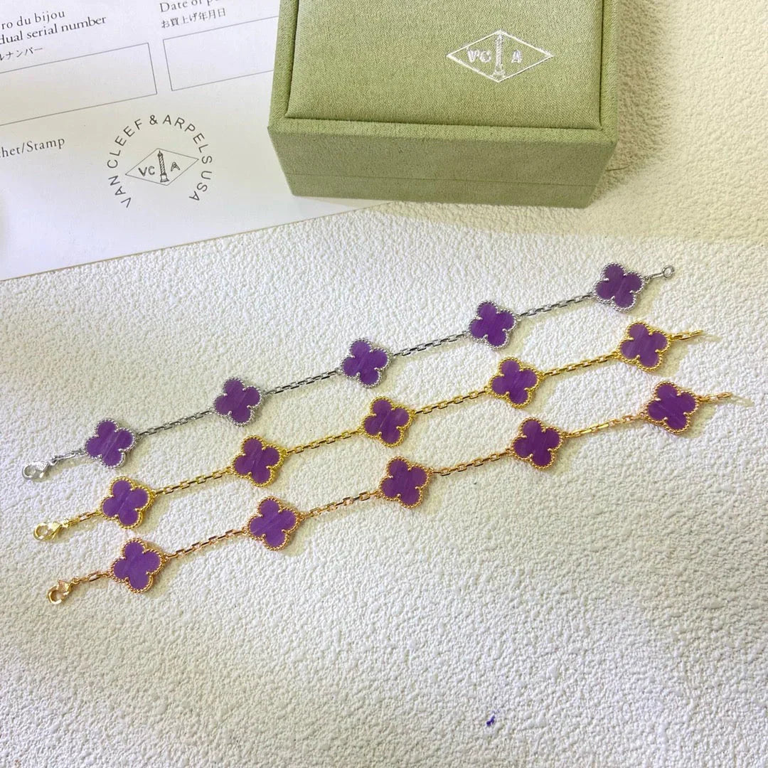 [Loran]LUCKY CLOVER 5-MOTIF BRACELET - VIOLET COLLECTION