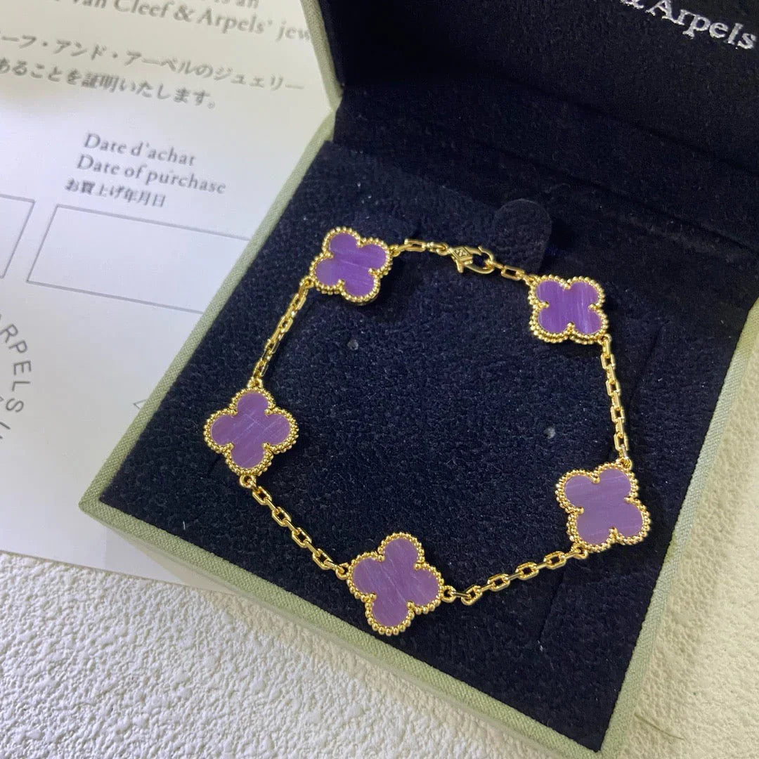 [Loran]LUCKY CLOVER 5-MOTIF BRACELET - VIOLET COLLECTION