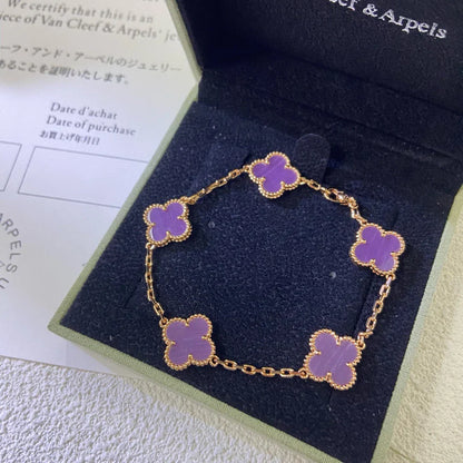 [Loran]LUCKY CLOVER 5-MOTIF BRACELET - VIOLET COLLECTION