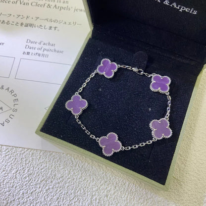 [Loran]LUCKY CLOVER 5-MOTIF BRACELET - VIOLET COLLECTION