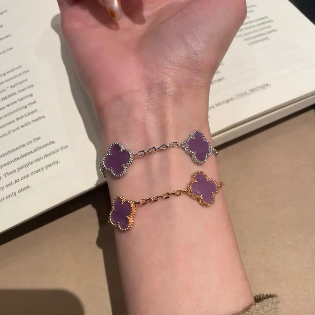 [Loran]LUCKY CLOVER 5-MOTIF BRACELET - VIOLET COLLECTION