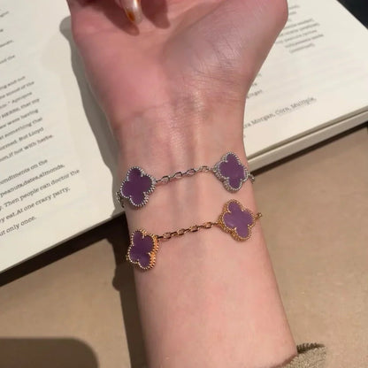 [Loran]LUCKY CLOVER 5-MOTIF BRACELET - VIOLET COLLECTION