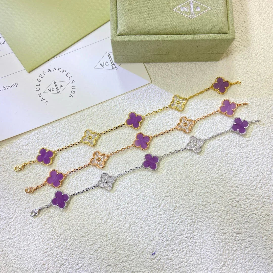 [Loran]LUCKY CLOVER 5-MOTIF BRACELET - VIOLET COLLECTION