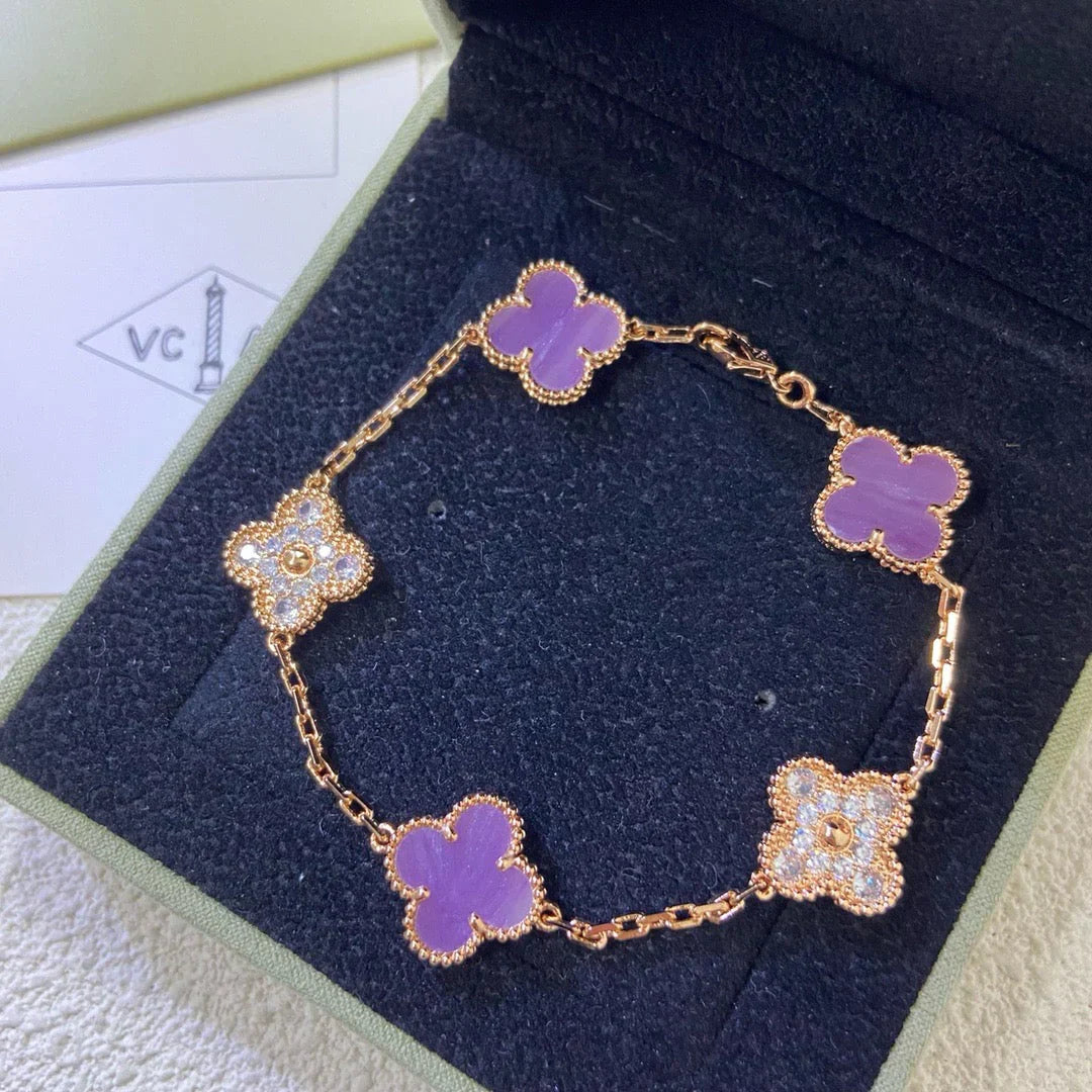 [Loran]LUCKY CLOVER 5-MOTIF BRACELET - VIOLET COLLECTION