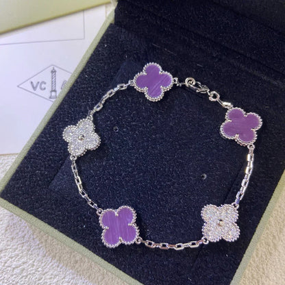 [Loran]LUCKY CLOVER 5-MOTIF BRACELET - VIOLET COLLECTION