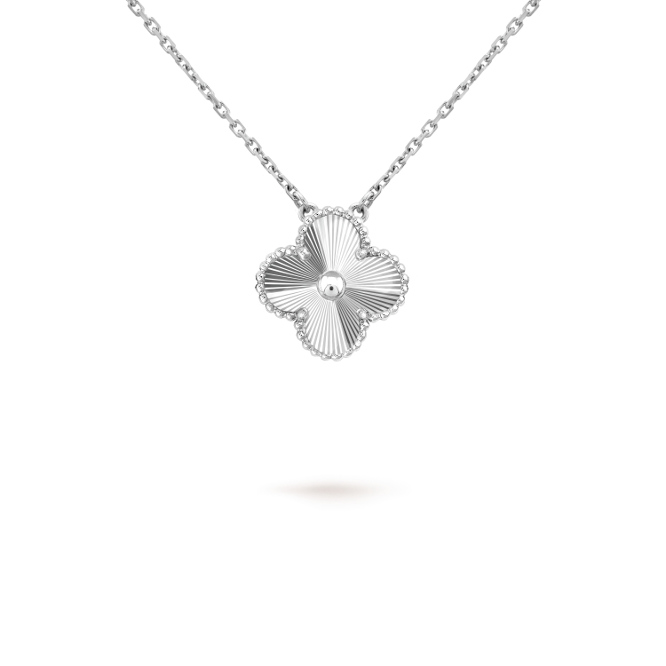 [Loran]15MM CLOVER FLOWER PENDANT NECKLACE WHITE GOLD COLLECTION
