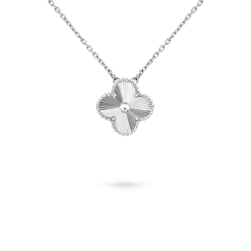 [Loran]15MM CLOVER FLOWER PENDANT NECKLACE WHITE GOLD COLLECTION