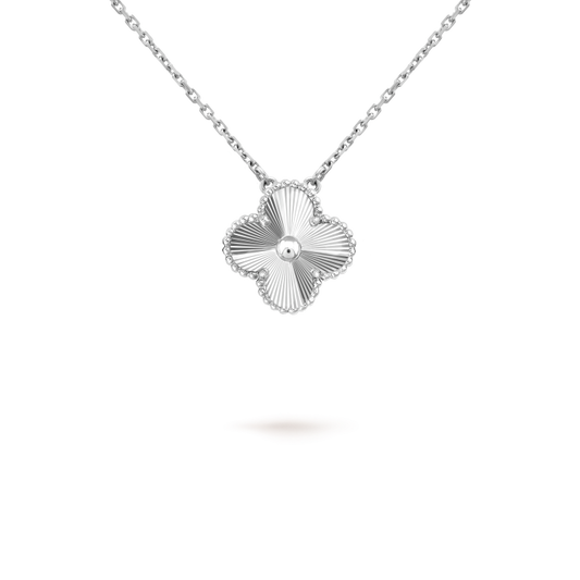 [Loran]15MM CLOVER FLOWER PENDANT NECKLACE WHITE GOLD COLLECTION