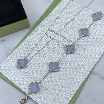 [Loran]LUCKY CLOVER 5-MOTIF BRACELET - PURPLE CHALCEDONY COLLECTION