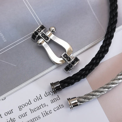 [Loran]FORCE LARGE HORSESHOE BLACK DIAMOND BRACELET - WHITE GOLD