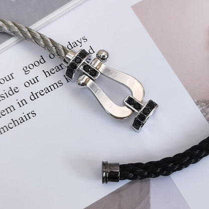 [Loran]FORCE LARGE HORSESHOE BLACK DIAMOND BRACELET - WHITE GOLD