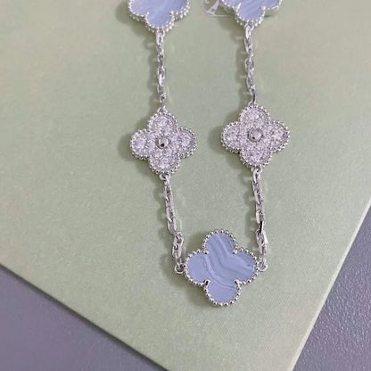 [Loran]LUCKY CLOVER 5-MOTIF BRACELET - PURPLE CHALCEDONY COLLECTION