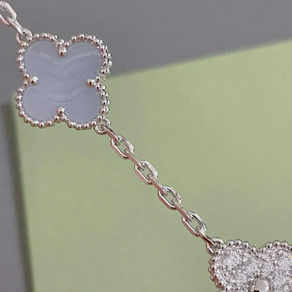 [Loran]LUCKY CLOVER 5-MOTIF BRACELET - PURPLE CHALCEDONY COLLECTION