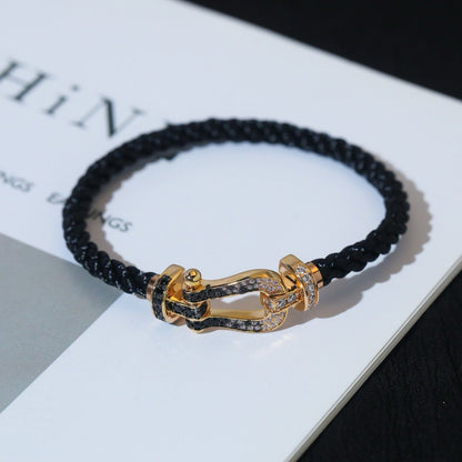 [Loran]FORCE LARGE HORSESHOE BLACK & WHITE DIAMOND BRACELET - ROSE GOLD
