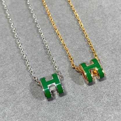 [Loran]POP H GREEN NECKLACE SILVER AND GOLD