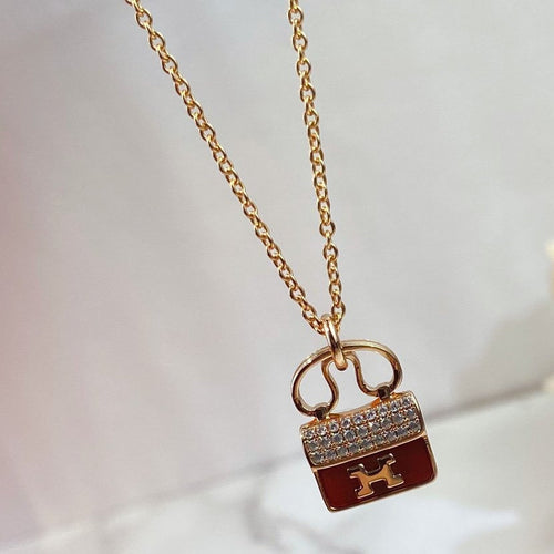 [Loran]CONSTANCE RED PEDANT ROSE GOLD NECKLACE