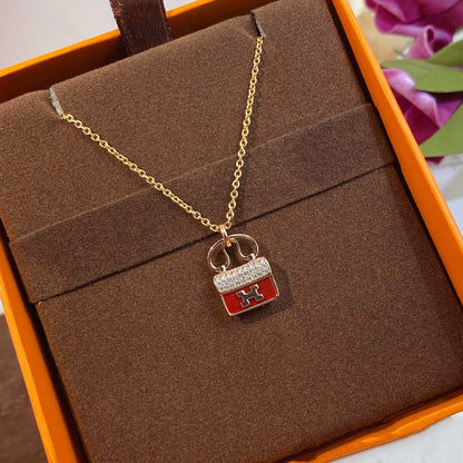 [Loran]CONSTANCE RED PEDANT ROSE GOLD NECKLACE