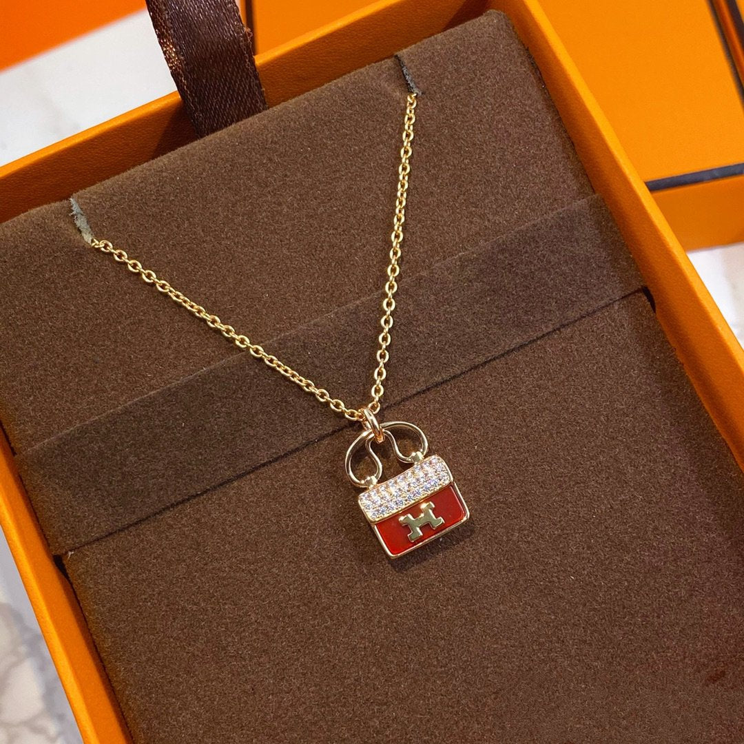 [Loran]CONSTANCE RED PEDANT ROSE GOLD NECKLACE