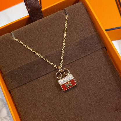 [Loran]CONSTANCE RED PEDANT ROSE GOLD NECKLACE